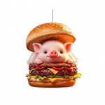 Burger Piggy auto ripats 2D lame akr&uuml;&uuml;list rippuvad kaunistused auto sisekujundusega seljakott v&otilde;lu kingitus autohuvilistele Pig