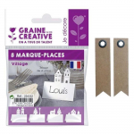 Marque places pour table de No&euml;l Village + 20 &eacute;tiquettes kraft Fanion