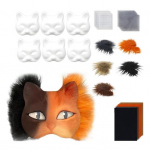 DIY Therian Masque Kit Kass Fox Animal n&auml;opadi karvaga Halloweeni rollim&auml;ngu rekvisiit maskeraadi karnevali cosplay peo tarvikute jaoks B