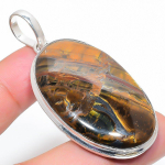 Tiger Eye Handmade 925 Sterling Silver Jewelry Pendant 2.40 i9r97