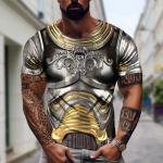 3D Prinditud Armor T-s&auml;rk meestele Suvine O kaelaga l&uuml;hikeste varrukatega Pimestav Oversized Streetwear Tops Meeste dressipluus S