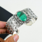 Looduslik malahhiit v&auml;&auml;riskivi k&auml;sitsi valmistatud 925 sterlingh&otilde;be mansett k&auml;ev&otilde;ru, malahhiit k&auml;ev&otilde;ru, naisele, unisex k&auml;ev&otilde;ru, kingitused emale 6" roheline