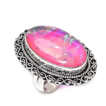 Natural Pink Triplet Opal 925 Sterling Silver Jewelry Ring Size 6.5 g3h63