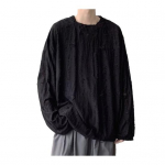 Meeste T-s&auml;rk &Uuml;mara kaelusega Pikkade varrukatega Rebenenud aukudega &Uuml;hev&auml;rviline Džemper Pealsed Street Style Aluskiht Pealsed Streetwear M must