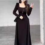 Valge supenderkleit Naisteriided S&uuml;gis uued pikad varrukad S