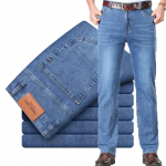 Kevadsuvi Meeste Fit Sirge Kerge puuvillane Stretch Denim &Auml;ri vabaaja k&otilde;rge v&ouml;&ouml;kohaga &otilde;hukesed helehallid teksad 32
