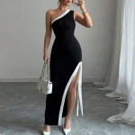 Suvine elegantne must varrukateta ripp&otilde;lapaeltega kleit naistele rannapeoks maika kleit naiste mood viltuse &otilde;laga slim maksikleidid L