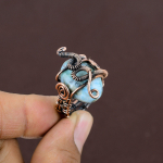 Republic Larimar Handmade Copper Wire Wrap Jewelry Ring Size 7 e9u15