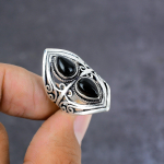 Black Spinel Handmade 925 Sterling Silver Jewelry Ring Size 8 Gift For Her w4f98