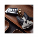 K&auml;sitsi valmistatud nahast koerakujuline v&otilde;tmehoidja amulett ja kingitus koeraarmastajale kutsika koera armastaja aksessuaarid pruun