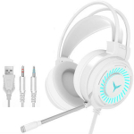 M&auml;nguk&otilde;rvaklapid HiFi 9D ruumiline heli Stereo k&otilde;rvaklapid Juhtmega mikrofon Peakomplekt USB V&auml;rviline Hele PC S&uuml;learvuti Peakomplekt s&uuml;learvutile/arvutile/Mobile/PS4/Xboxile None valge