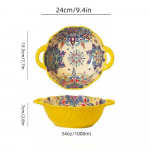 Boheemlaslikus stiilis keraamiline k&auml;epidemega supikauss, mikrolaineahjukindel, reljeefse disainiga, suurep&auml;rane suppide, salatite, ramen-nuudlite serveerimiseks 7.5 inch