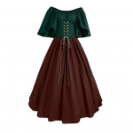 Halloweeni Naiste Renessansskost&uuml;&uuml;m Lapit&ouml;&ouml;ga &Otilde;lgu Paljastav Iiri Pikk Aluskleit Korsett Gooti Keskaja Viktoriaanlik Kleit S pruun