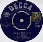 7-tolliline plaat RAY ADAMS - Venus In Blue Jeans / He's Got My S 45F11507 Decca, Ritz Rec 1962 UK Rock Kasutatud