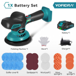 YOFIDRA 6 k&auml;iguga autopolisher 7000 p/min Elektriline poleerimismasin Autode poleerimiseks, tihendamiseks ja glasuurimiseks P&ouml;&ouml;rlev t&ouml;&ouml;riist 21V 18V akudele 1xBattery- EU Plug