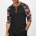 Men's top with three-quarter sleeves and camouflage print L