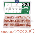 320 tk punasest vasest lame tihendikomplekt M5-M20 Punase vase tihendav lame tihend O-t&uuml;&uuml;pi tihend Puhas vask lame tihend karp 320PCS