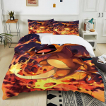 10 suurust Pok&eacute;mon Charizardiga tr&uuml;kitud 3-osaline voodipesukomplekt Tekikate T&auml;iskasvanud Lapsed S&uuml;nnip&auml;evakingitus T&auml;issuuruses voodipesukomplekt Luksuslik kingituseks EU Twin 135X200cm