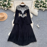 &Scaron;ikk Vanaaegne Tikandiga R&uuml;&uuml;statud Sifonist Slim Elegantne Haldjas Korea Mood Boho Suvekleit Naiste R&otilde;ivad Pikk Kleit L must