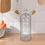Two Spout Cruet Bottle 2 in 1 Container 6.5cmx17.5cm Hand Blown Glass Accessory for Household