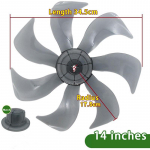 14-tolline majapidamisplastikust ventilaatori laba viie lehega koos mutrikattega alusele l&auml;bipaistev lauajalg ventilaator &uuml;ldtarvikud