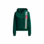 Adidas triibuline r&auml;tik tikitud kirjatr&uuml;kiga dressipluus naiste topid tumeroheline IC5230 XS