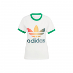 Adidas Originals Gradient Trefoil Cali T-s&auml;rk logotr&uuml;ki ja v&auml;rviplokkidega kitsa l&otilde;ikega naiste t-s&auml;rk valge IS0310 XS