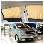 Hyundai H1 kohandatud auto kardinad: Alumiiniumsulamist R&ouml;&ouml;pad ja K&uuml;lgakna P&auml;ikesesirmrulood 7 windows blinds, plastic track, black