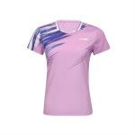 Li Ning Sulgpalli Seeria Grafititr&uuml;kiga T&auml;hetr&uuml;kiga V-kaelusega L&uuml;hikeste Varrukate T-s&auml;rk Naiste Topid Hele-sinine Lilla AAYV048-4 XL