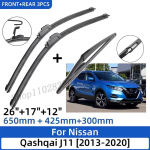 3 tk Nissan Qashqai J11 2013-2020 jaoks 26 +17 +12 Esiosa Tagumine Kojameeste Terad Tuuleklaasi Tuuleklaasi Akna L&otilde;ikuri Tarvikud 2013 must