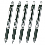 Pentel Energel Geel Tinten Pastapliiats Kl&otilde;ps H&otilde;bedane 5 Pastapliiatsit Pliiats, T&uuml;&uuml;p, 0,5 mm, Korpus, XBLN75ZA, Must, must
