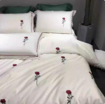 60ndate tikanditega puuvillasatiinist voodipesukomplekt - neli osa Single Duvet Cover 2.1x2.4 (Fits 190x220 Duvet)