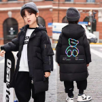 Sulejope poiste keskmise pikkusega talvine uue stiiliga mood helkur, karu soe jakk 180 must