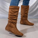 Volditud Disain Slip-on L&auml;&auml;ne Saapad Naiste Lamedad Suede Karusnahk Paksud Kontsad Cowboy Saapad Naiste K&uuml;lgmine T&otilde;mblukk Poolde S&auml;&auml;r L&uuml;hikesed Botas 36