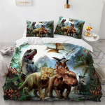 Jurassic World Parki Dinosaurus Voodipesukomplekt Poistele T&uuml;drukutele &Uuml;heinimese/Kuninganna Suurus Tekikott Padjap&uuml;&uuml;r Voodi Lapsed T&auml;iskasvanud Kodu Tekstiil EU Twin(135x200cm)