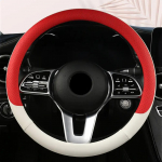 Universaalne Auto PU Nahk Reljeefne Kaitsekate Libisemisvastane Hingav Roolikate Auto 38cm Roolile punane