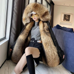 Winter Pie Overcoming Faux karusnahast vooder, keskmise pikkusega naiste parkmantel pluss sametine paks soe sulejope XXXXXL