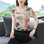 Uus kevadine naiste siidist slim T-s&auml;rk suvine l&uuml;hikeste varrukatega t&ouml;&ouml;le k&auml;imise s&auml;rk suur suurus lahtine top 4XL