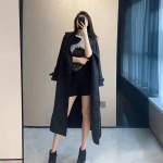 Khaki tuulejope naistele, kevad-s&uuml;gis, uus, keskmise pikkusega, Briti stiilis, t&uuml;drukute mantel-jope XL