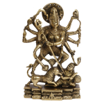 Maa Durga kuju l&otilde;vi peal Ma Sherawali kuju, Vaishno Devi Maa, Messing - 11,5 tolli black