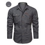 Meeste s&otilde;jav&auml;earmee pikkade varrukatega s&auml;rgid vabaaja taktikaline t&ouml;&ouml;n&ouml;&ouml;biga tasku T-s&auml;rk 6XL hall