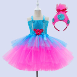 Trollide T&uuml;llkleit T&uuml;drukutele Printsess Poppy S&uuml;nnip&auml;evakost&uuml;&uuml;mid Lastele Maagilised P&auml;kapikud Halloweeni Kleit T&uuml;drukust Haldjas Lilleline Riietus 10-12Y&smart magic blue