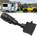 Vehicle Plug Adapter Trailer Adapter Plug 7 Pin Round Male to 7 Pin Flat Plug Simple To Operate Wiring Caravan RV Boat Connector