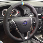 DIY Hand-stitched black non-slip Leather car Steering Wheel Cover For VOLVO XC60 S60 V40 V60 S40 2011-2017 1