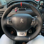 For Peugeot 308 2014-2017 hand stitched non-slip black leather car steering wheel cover 1
