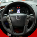 For Nissan Patrol Y62 Armada NV Passenger (US) Titan Hand Stitched non-slip black Leather Car Steering Wheel Cover 1