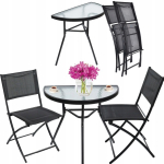 M&ouml;&ouml;bel r&otilde;dule aeda terrassile Komplekt LAUD 2 TOOLI kokkupandav must laud