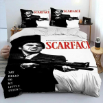 3D-prindiga filmikangelane Scarface Tony Voodipesu komplekt Tekikott Voodikomplekt Tekikate Padjap&uuml;&uuml;r Tekk Kuninga/Kuninganna suurusega Poiste T&auml;iskasvanute Voodipesu EU Single(135*200cm)3pcs