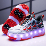 28-37 Laste moes neli ratast lahtiv&otilde;etavad lame spordijalatsid LED-valgustusega spordijalatsid uisud 37 punane