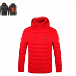 Meeste soojendusega jakid &otilde;ues mantel USB elektriline aku pikad varrukad soojendusega kapuutsiga jakid soojad talvised termoriided 6XL must